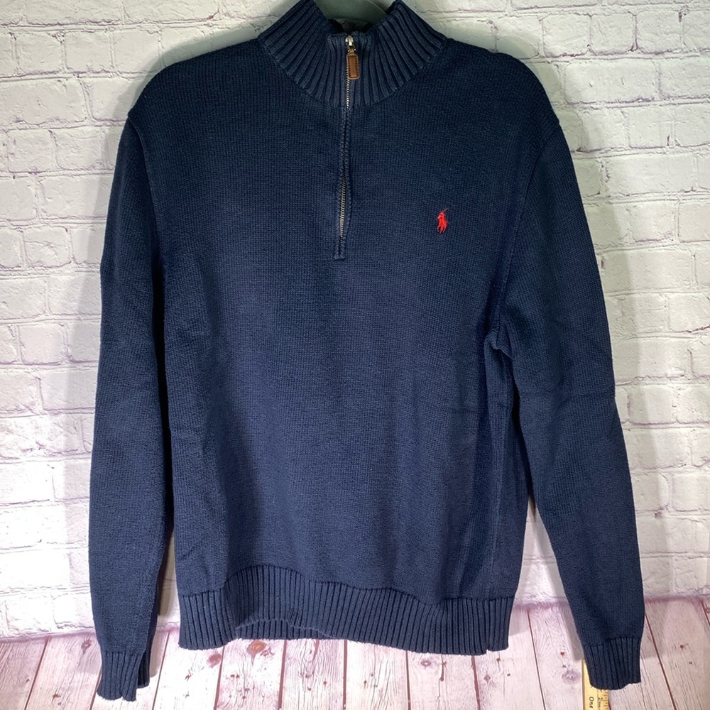 Polo Ralph Lauren Blue Label Quarter-Zip Navy Knit Sweater